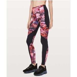 Lululemon Sweat & Repeat Multicolor High Rise Leggings 4 breathable Yoga Hiking